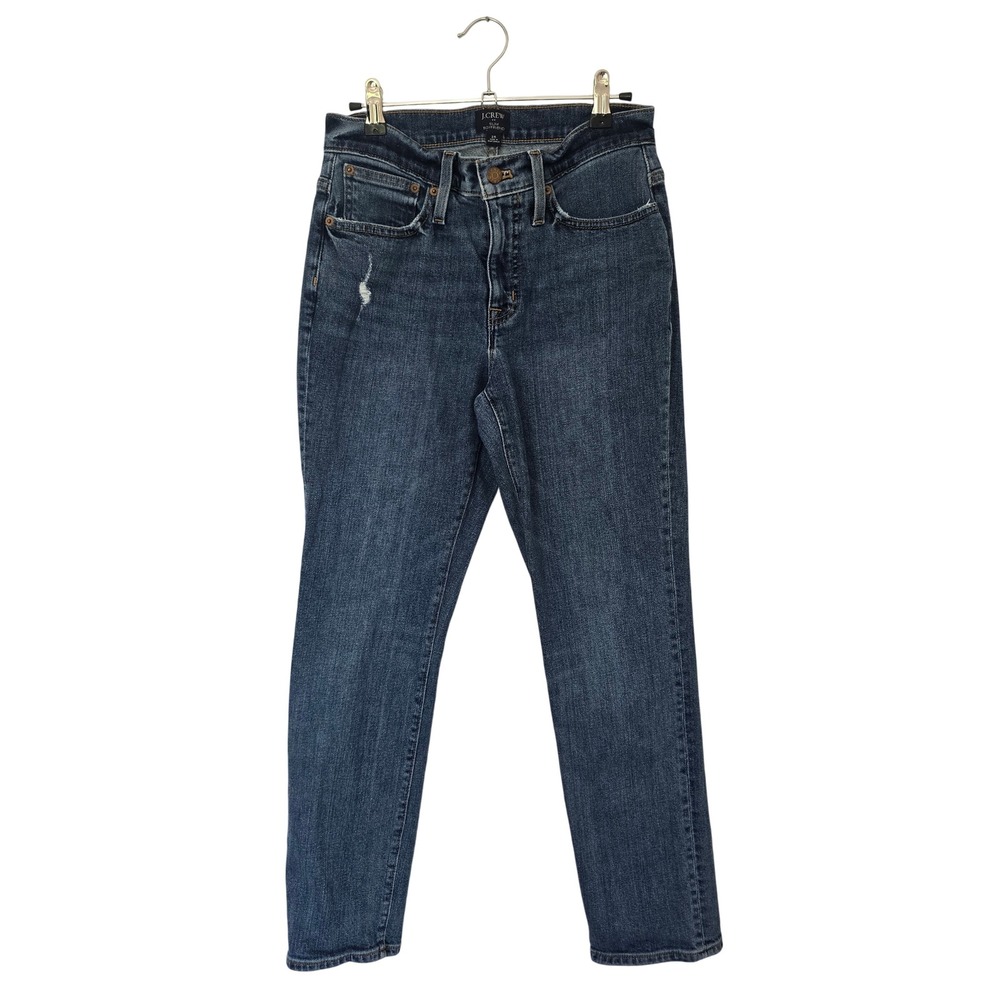 J.Crew Slim Boyfriend Jeans Women 25 Blue Medium Wash Distressed Denim